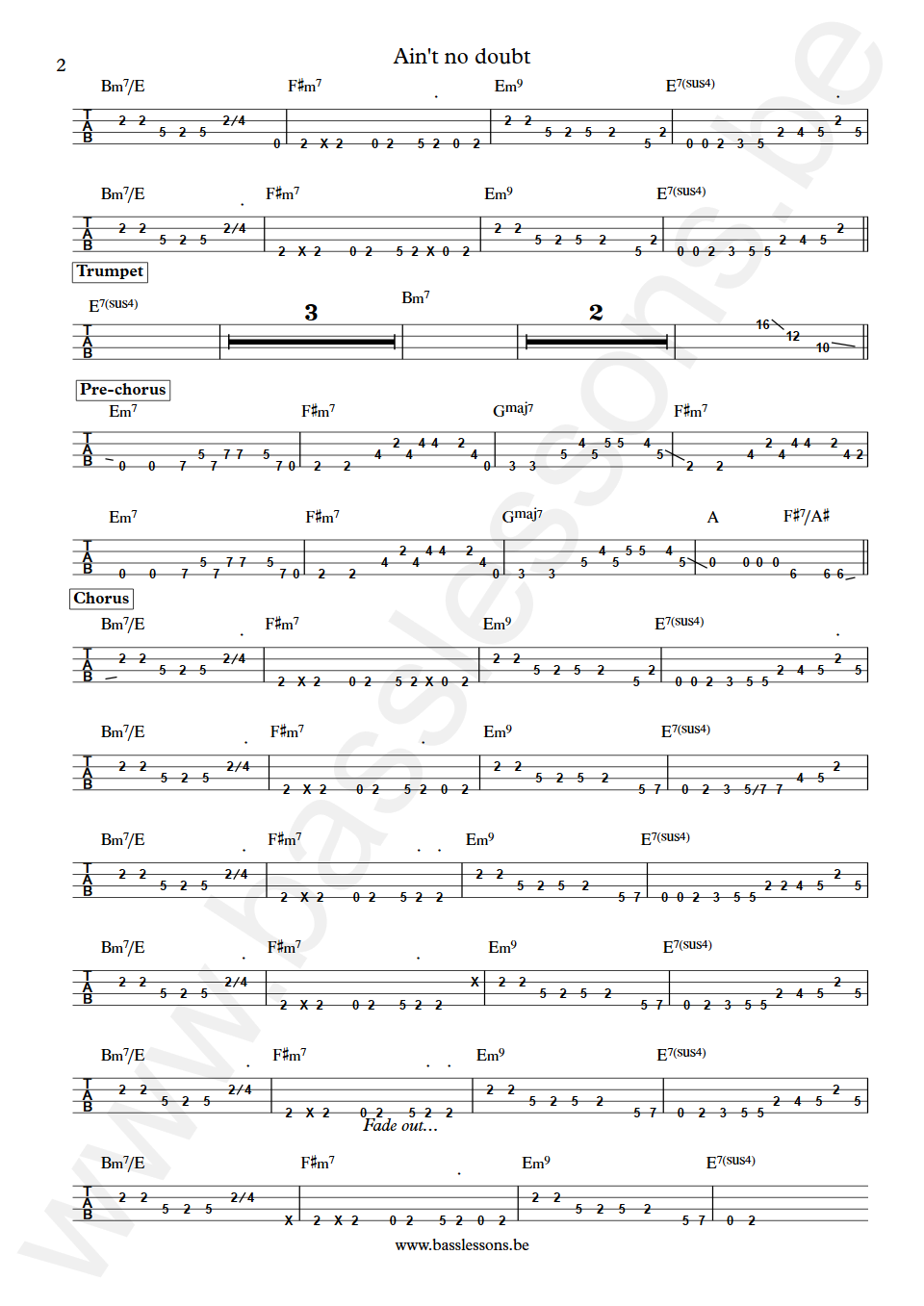 Jimmy Nail Ain't No Doubt Guy Pratt Bass Tab part 2