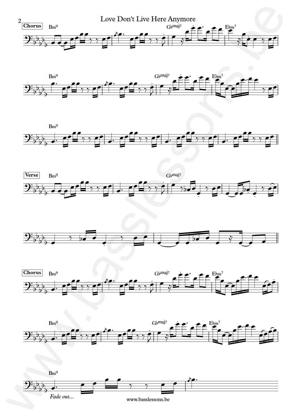 Rose Royce Love Don't Live Here Anymore Mark Kenoly Bass Transcription part 2