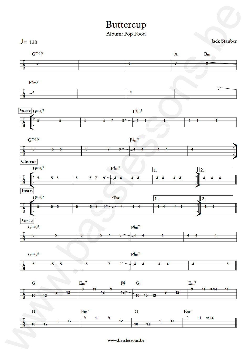 Jack Stauber Buttercup Bass Tab