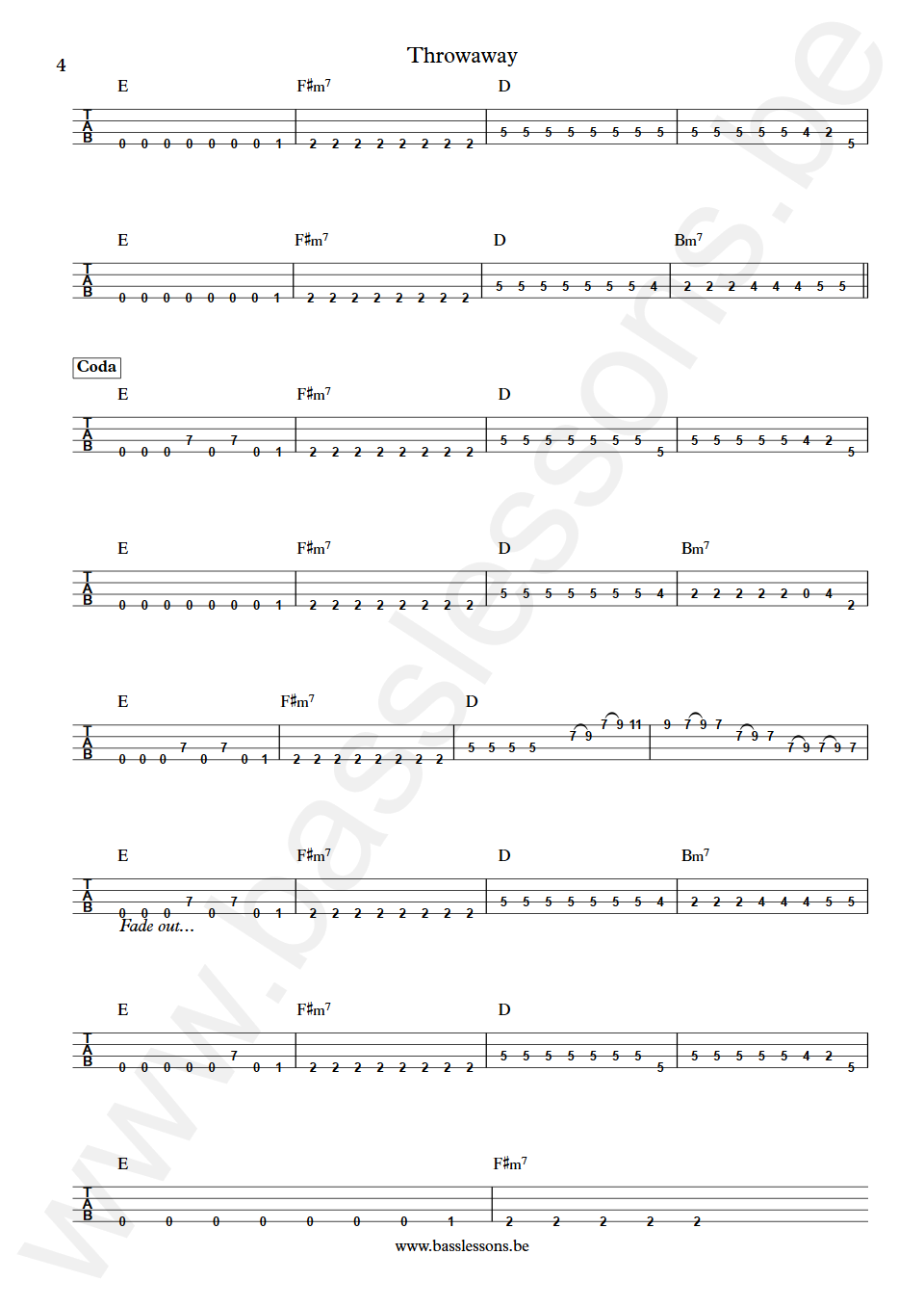 Mick Jagger Throwaway Doug Wimbish Bass Tab part 4