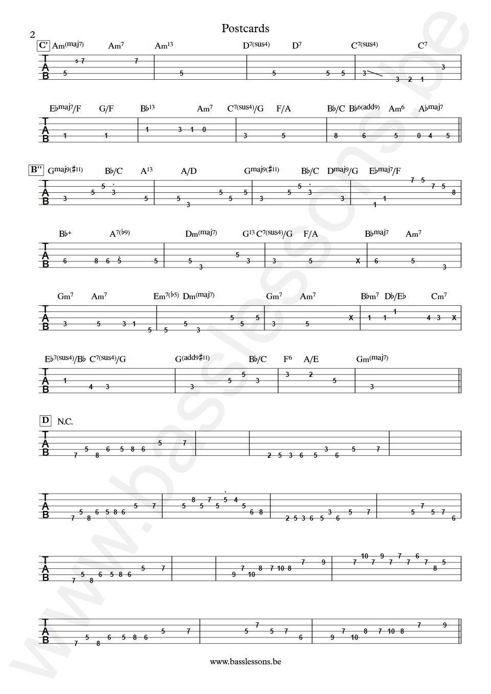 Yellowjackets Postcards Jimmy Haslip Bass Tab part 2