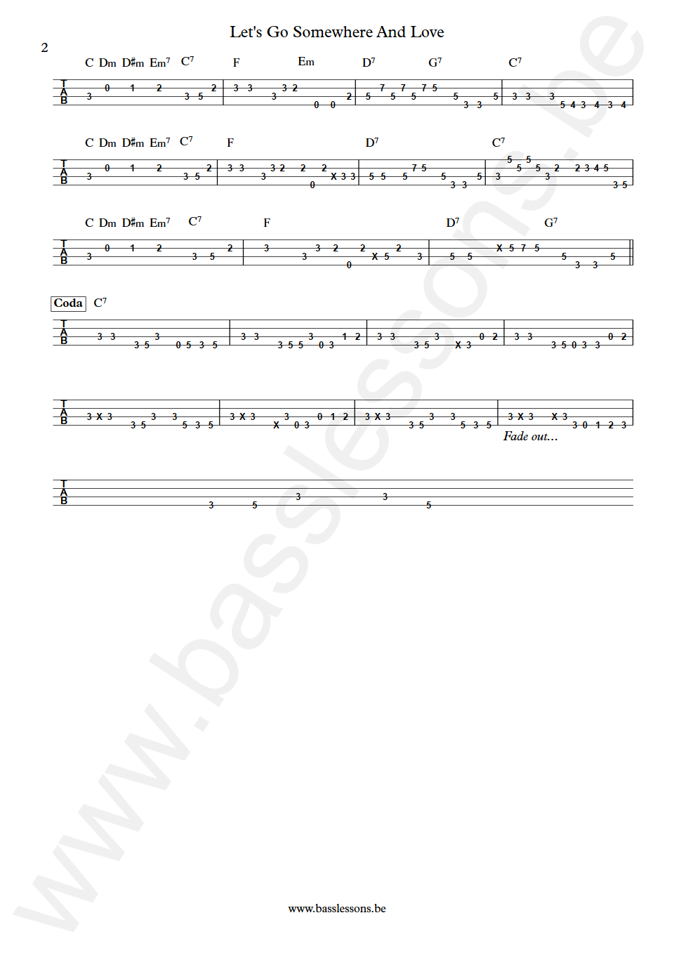 Margie Joseph Lets Go Somewhere And Love Jerry Jemmott Bass Tab part 2