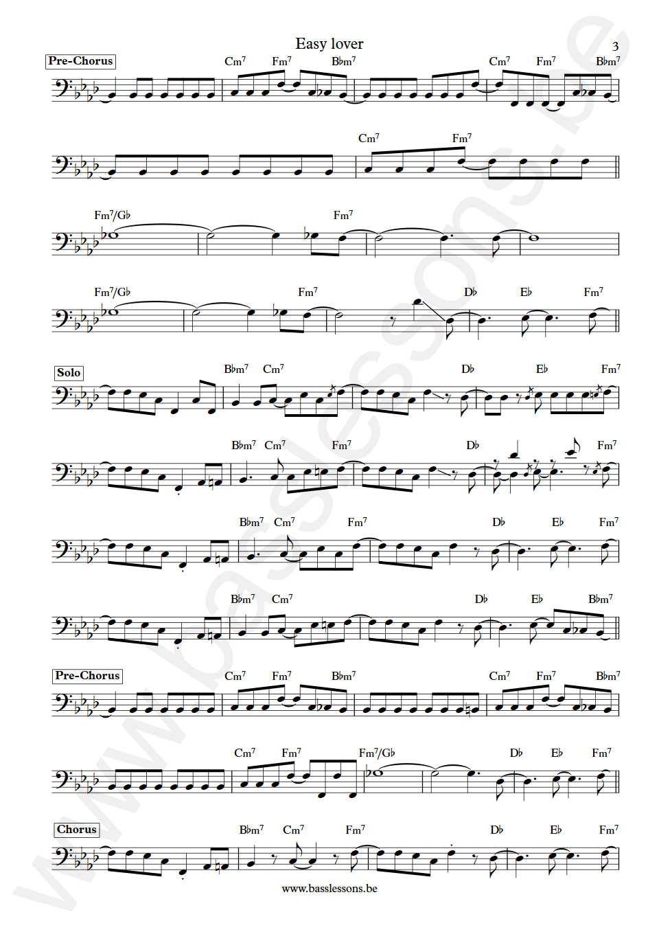 Philip Bailey and; Phil Collins Easy lover Nathan East Bass Transcription part 3