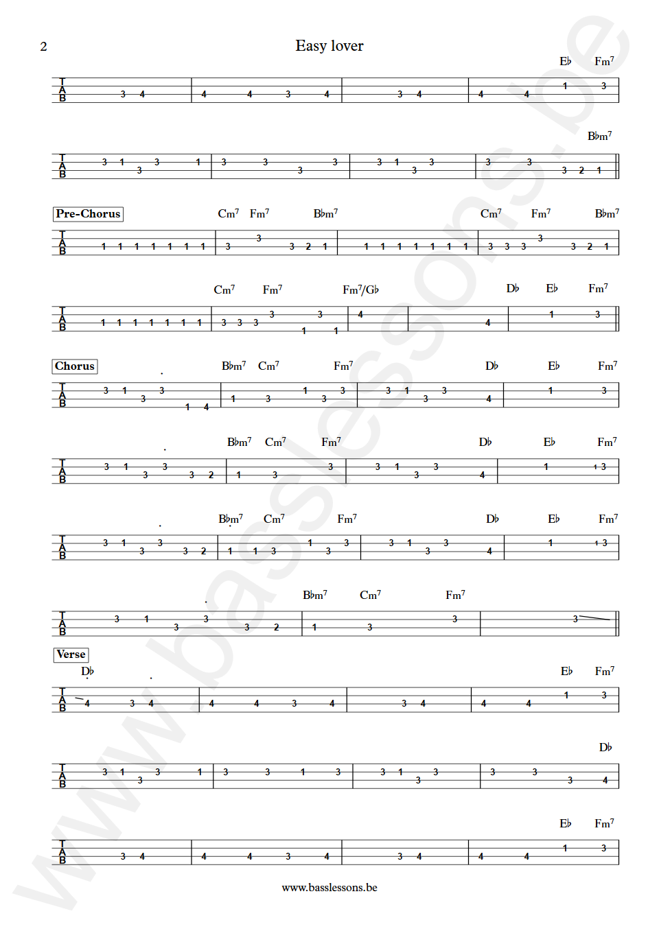 Philip Bailey and Phil Collins Easy Lover Nathan East Bass Tab part 2