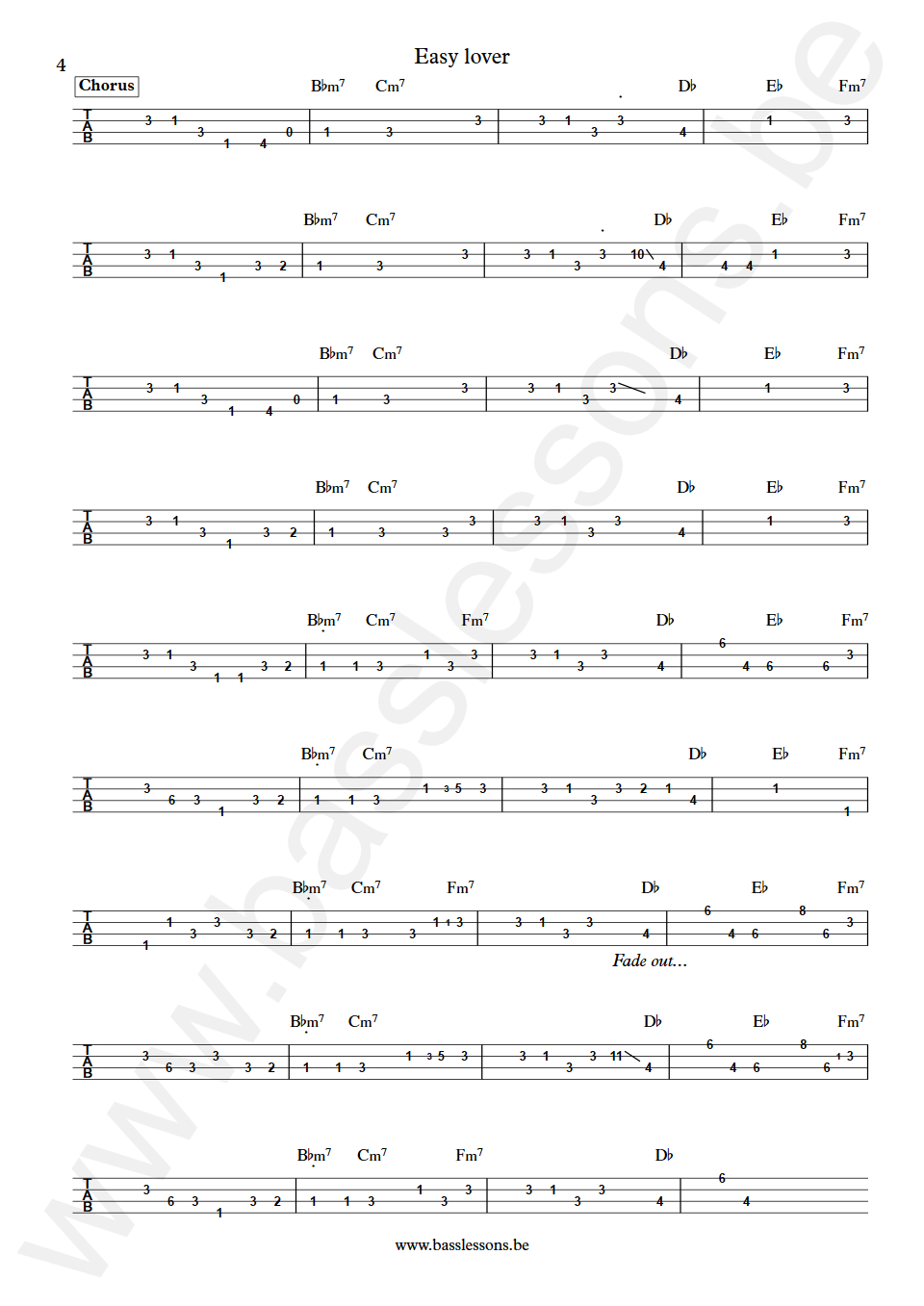 Philip Bailey and Phil Collins Easy Lover Nathan East Bass Tab part 4