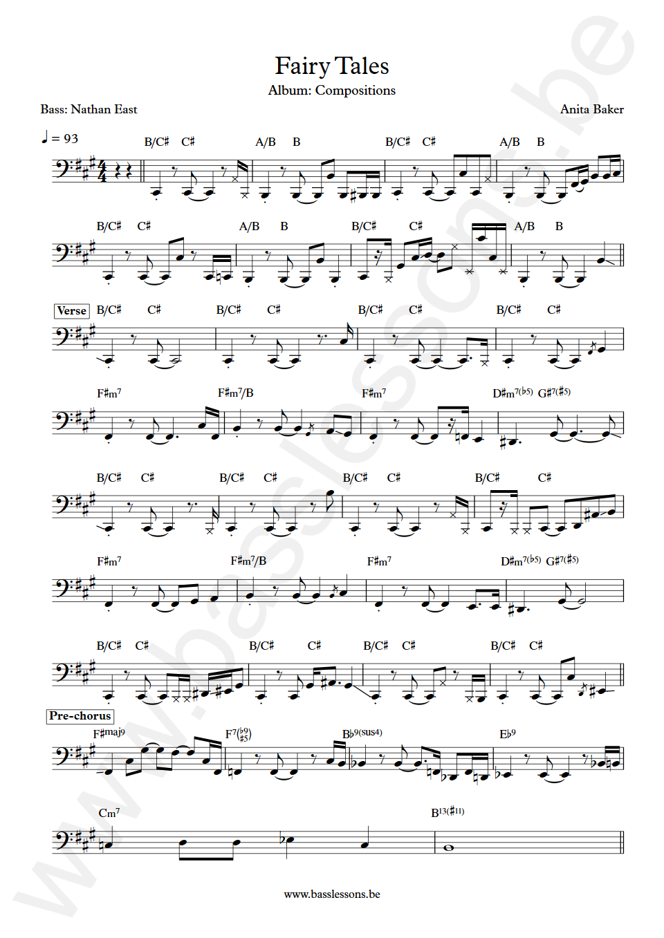 Anita Baker Fairy Tales Nathan East Bass Transcription