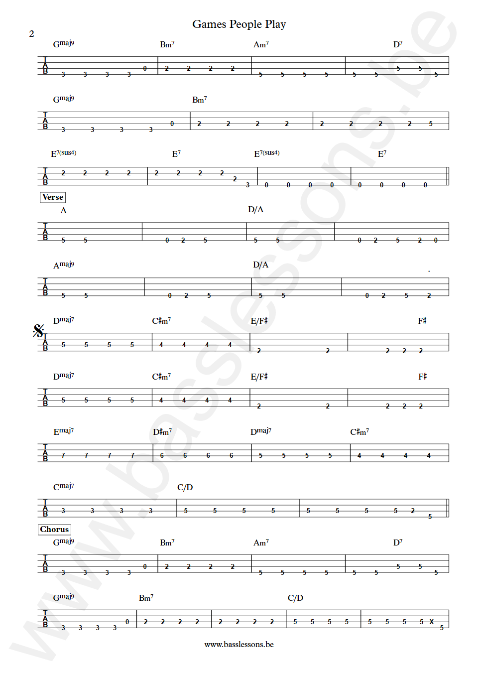 The Spinners Games People Play Bob Babbitt Bass Tab part 2