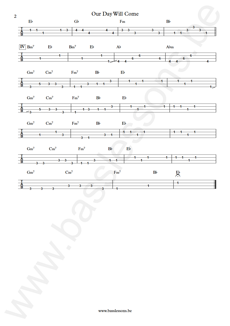 Amy Winehouse Our Day Will Come Salaam Remi Bass Tab part 2