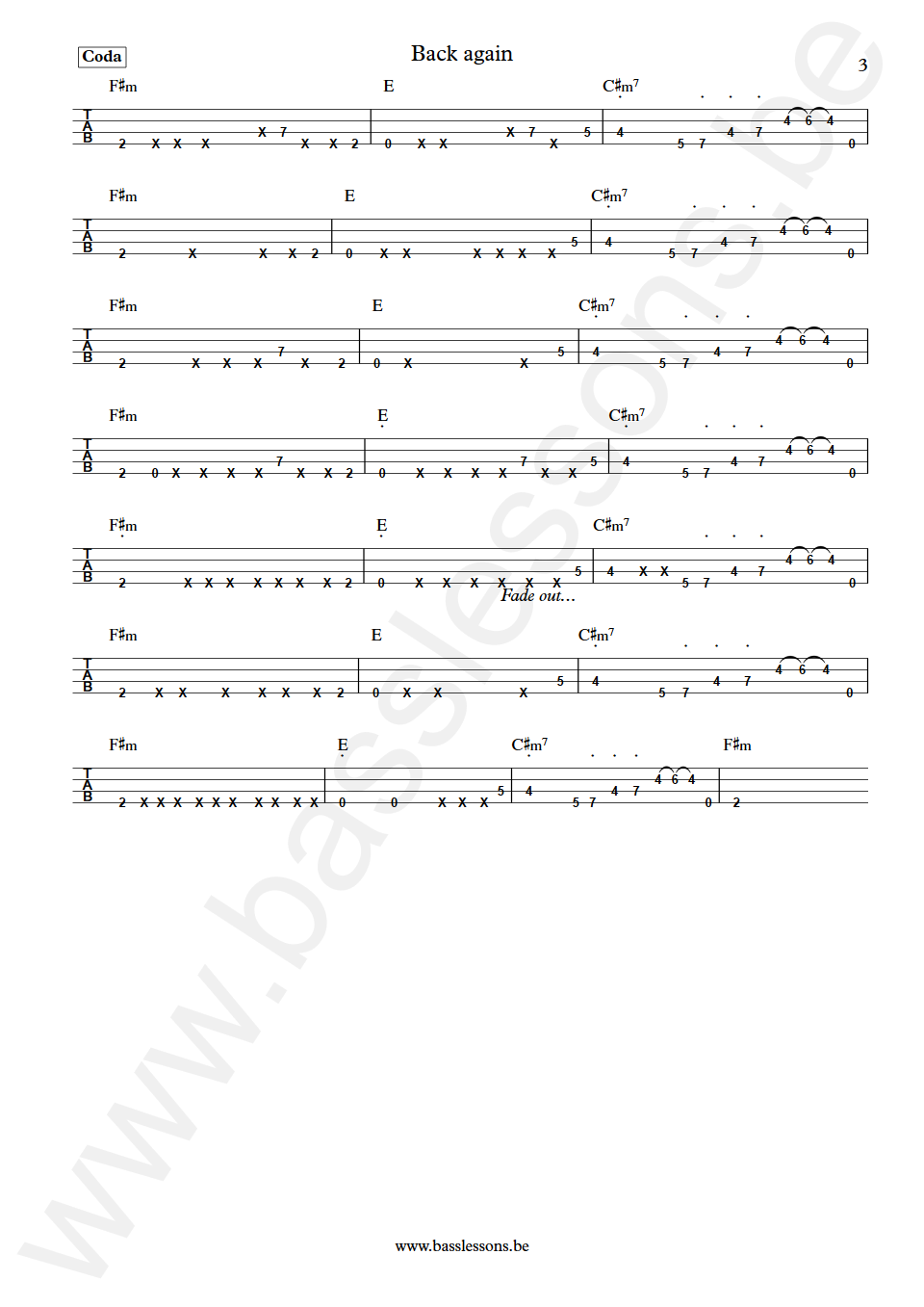 Joan as police woman Back again Meshell Ndegeocello Bass Tab part 3