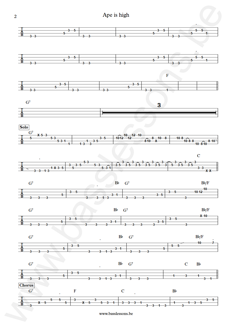 Mandrill Ape is high Frederick Solomon Bass Tab part 2