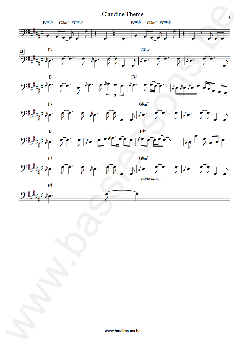 Gladys Knight and The Pips Claudine Theme Joseph Lucky Scott Bass Transcription part 3