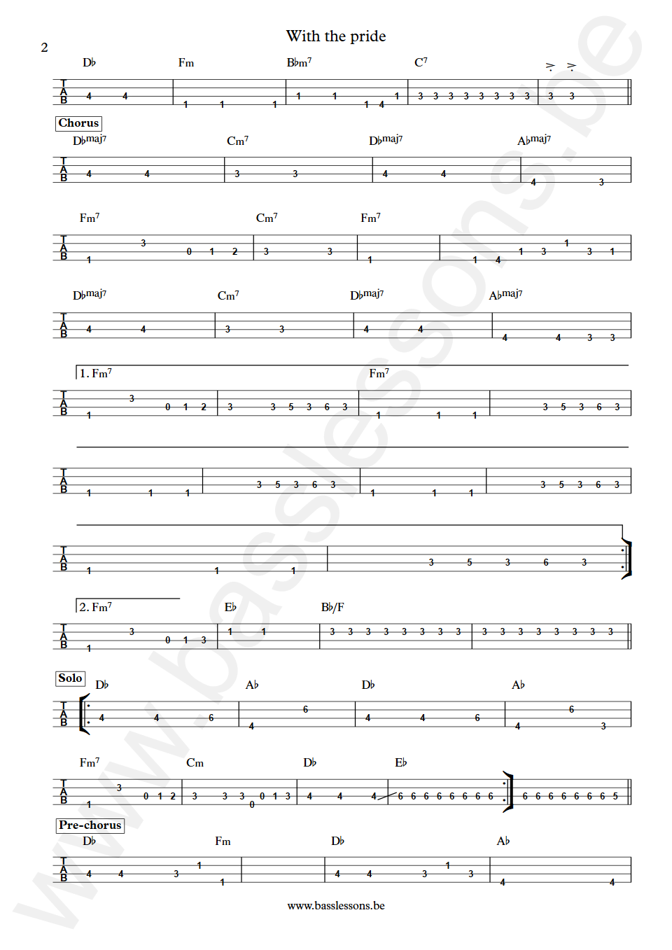 Spandau Ballet With the pride Martin Kemp Bass Tablature part 2