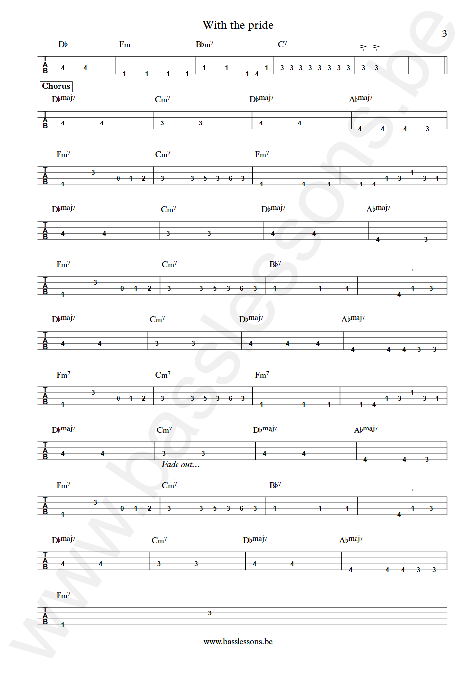 Spandau Ballet With the pride Martin Kemp Bass Tablature part 3