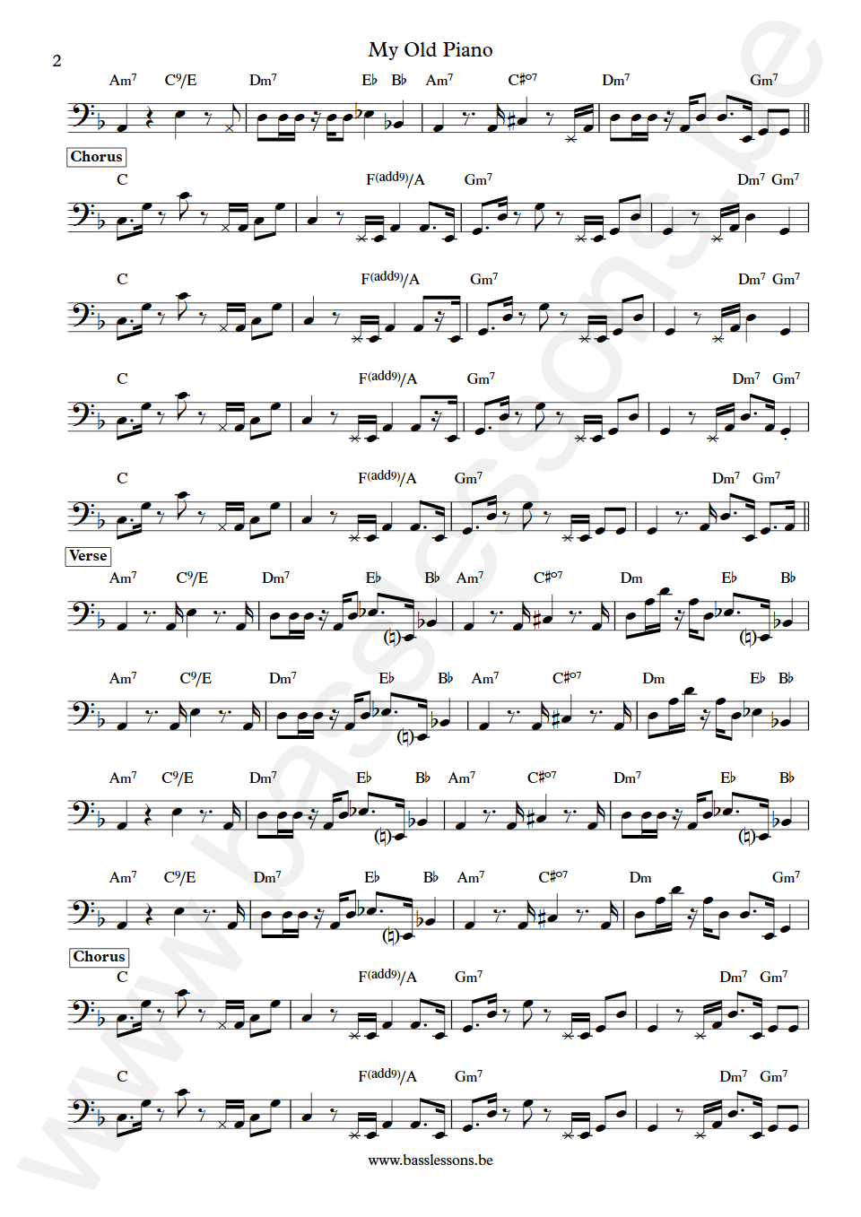 Diana Ross My Old Piano Bernard Edwards Bass Transcription part 2