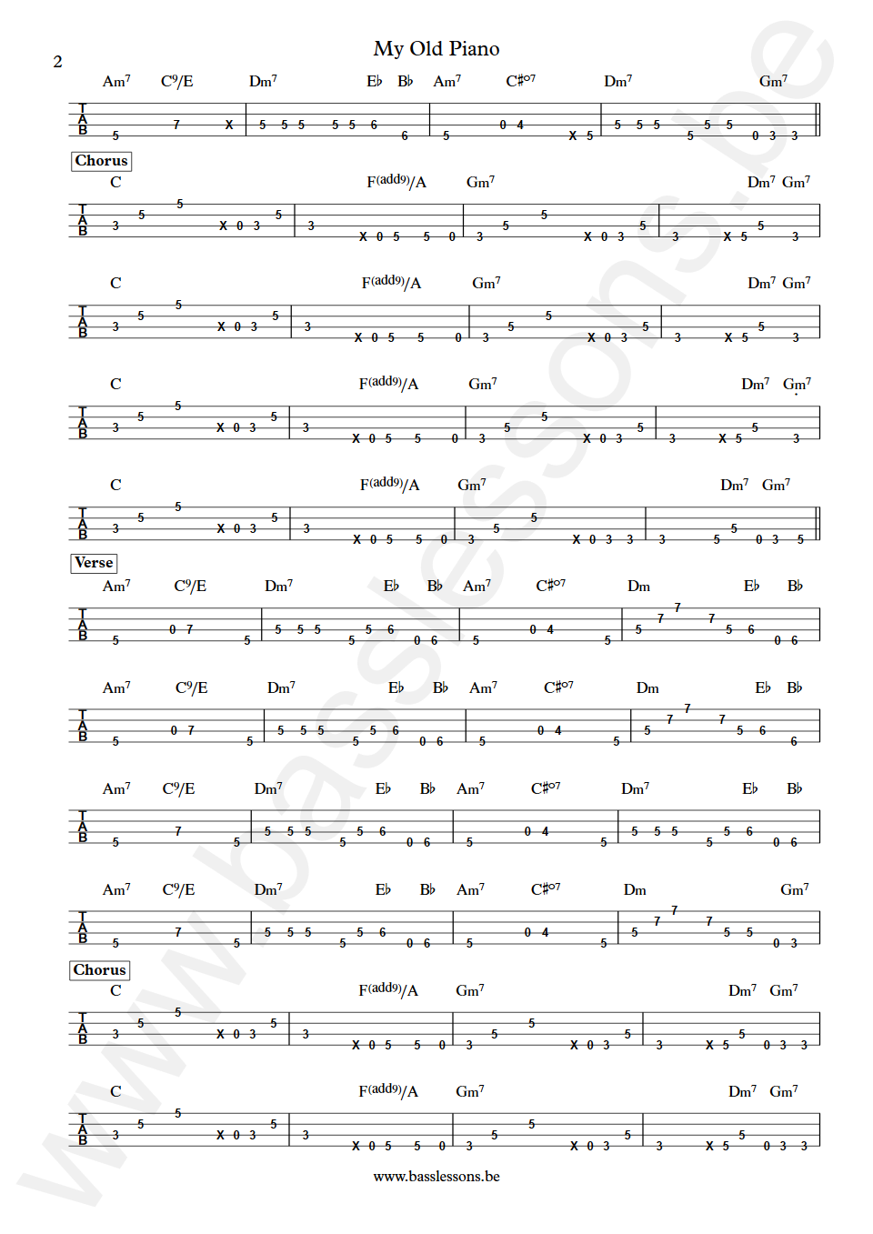 Diana Ross My Old Piano Bernard Edwards Bass Tabs part 2