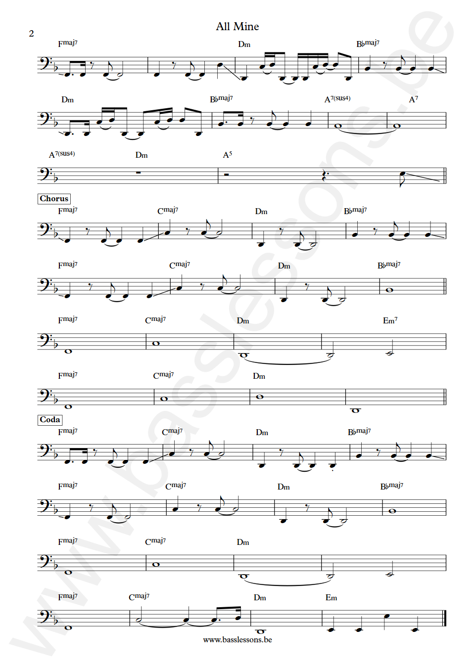 Lolli Wren All Mine Bass Transcription part 2