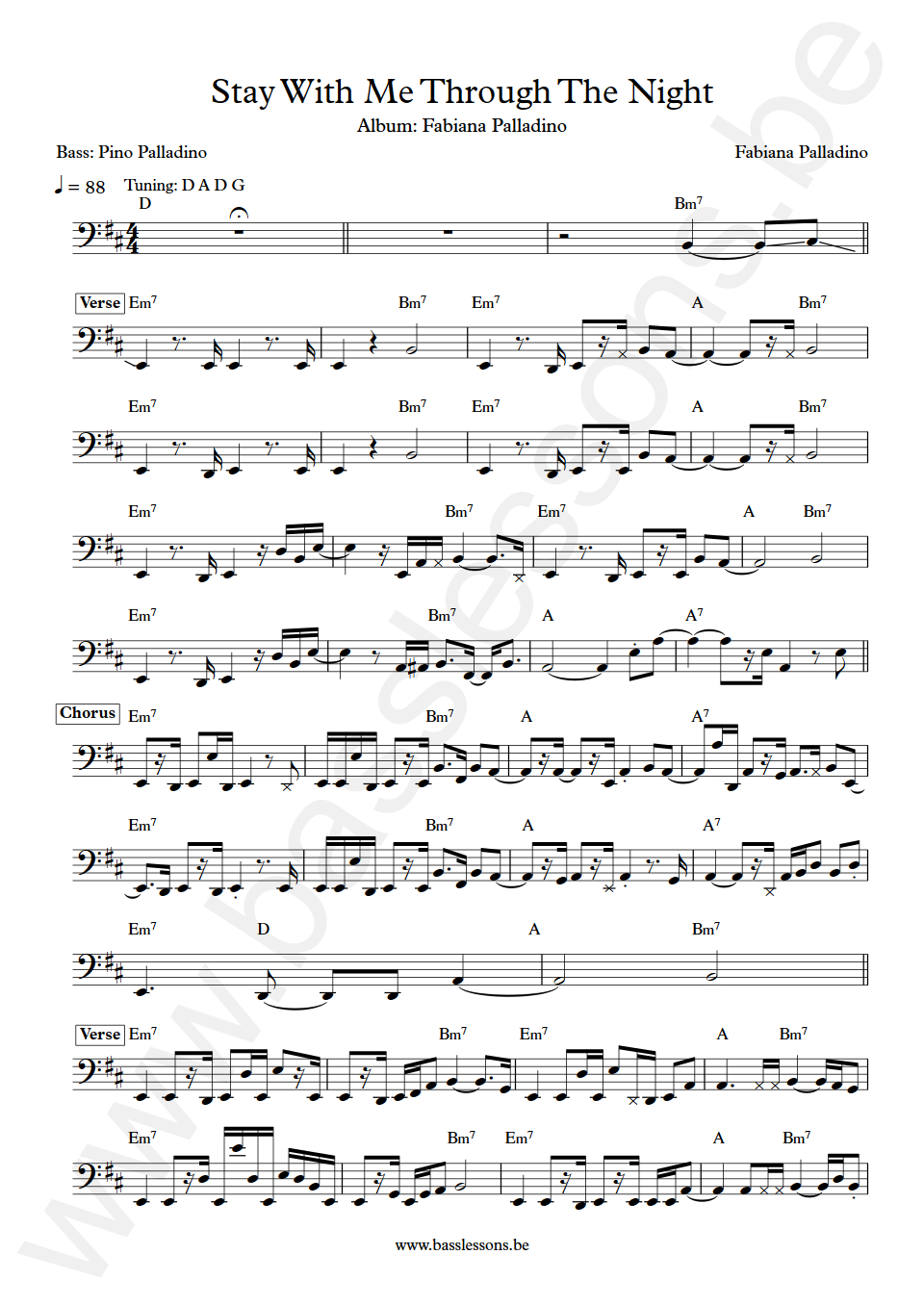 Fabiana Palladino Stay With Me Through The Night Pino Palladino Bass Transcription
